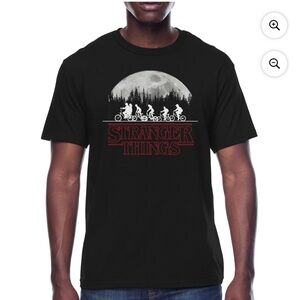 Netflix Men’s Stranger Things Black  bike Moon Graphic Tee  (medium) unisex